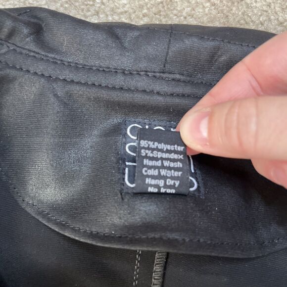 Clara Sun Woo Liquid Leather Jacket Womens Large Vegan Black Button Stretch Moto - Picture 2 of 7